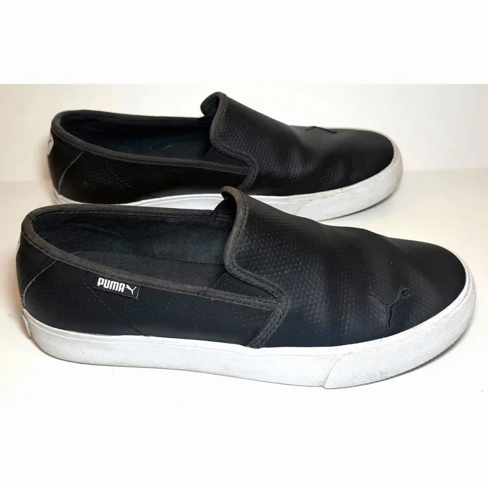 PUMA Bari Cat Faux Leather Slip-on Sneaker Womens Size 9 - Black 374607-03